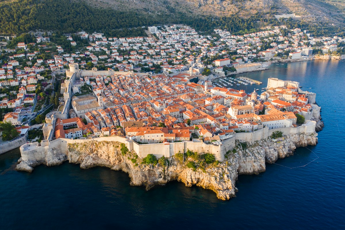 Dubrovnik's old town and walls from above, Croatia